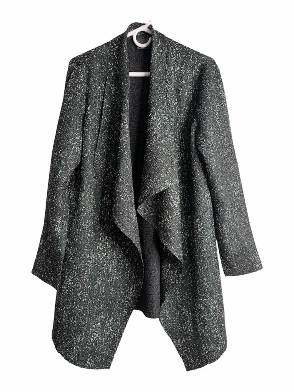 Chico’s Travelers Collection Black Metallic Wrap Size 2 Draped Textured Chic - Picture 1 of 8